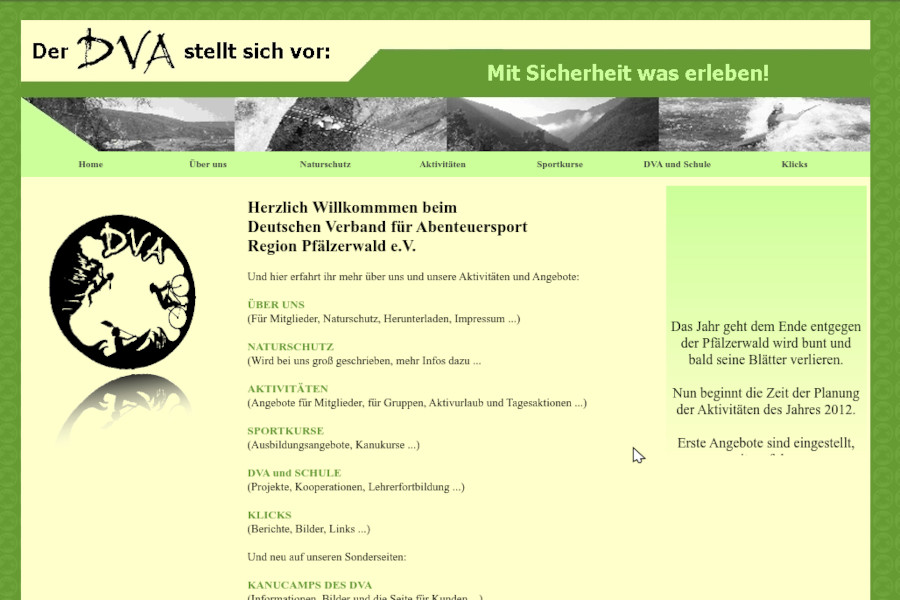 Zum Vergrößern anklicken! DVA-Homepage 2011